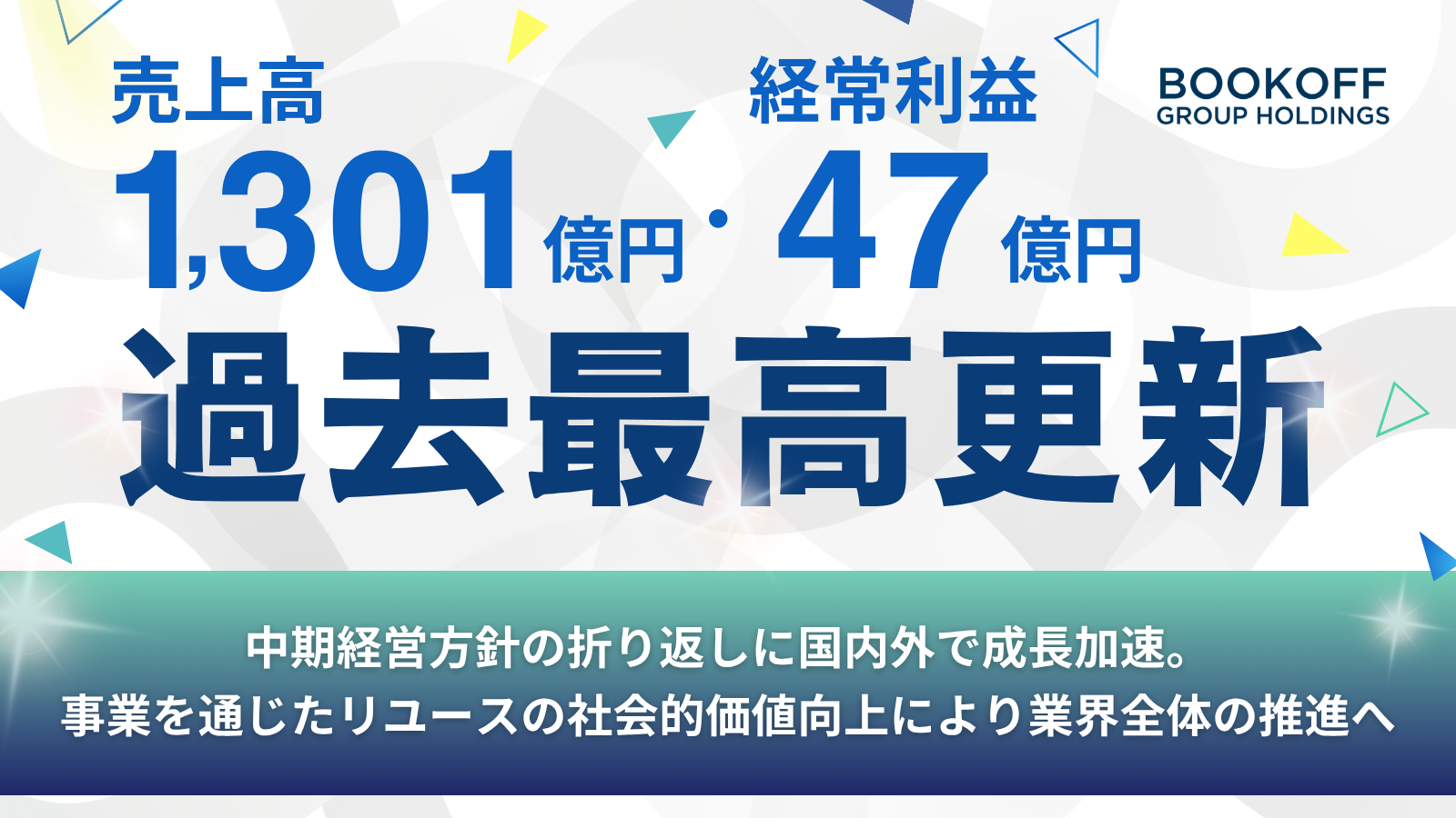 BOOKOFF GROUP HOLDINGS 【売上高・経常利益 過去最高更新】中期経営